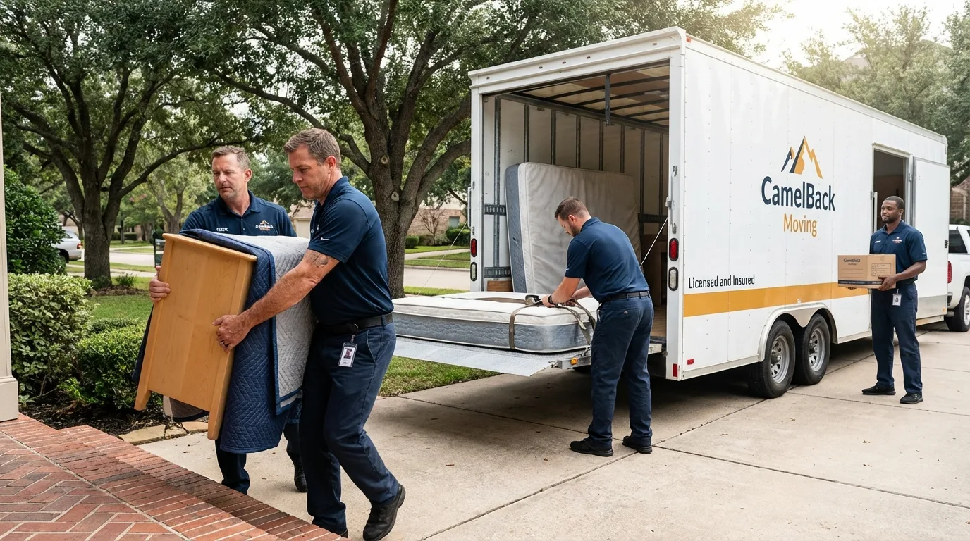 Crew loading residential truck for cross-state move from Leola, PA