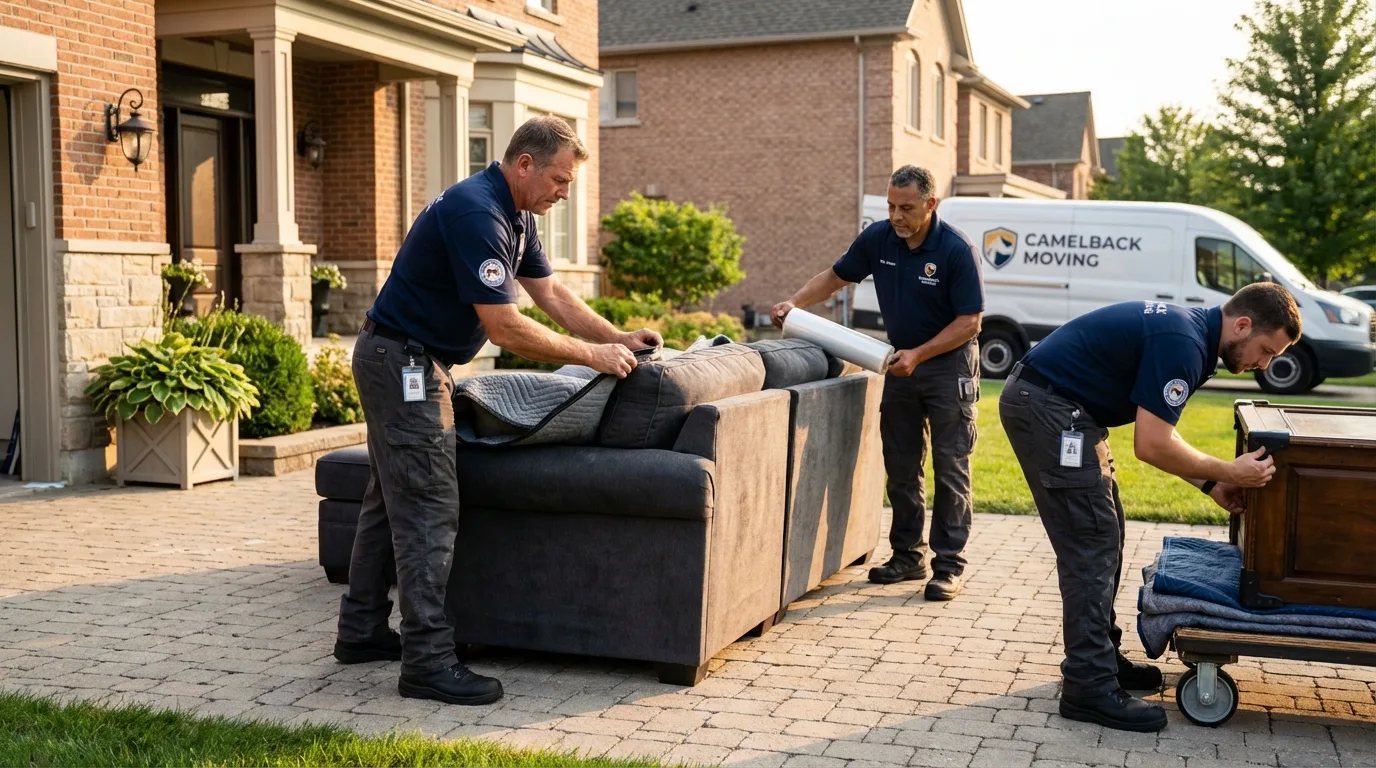 Large estate moving crew wrapping furniture in Leola, PA