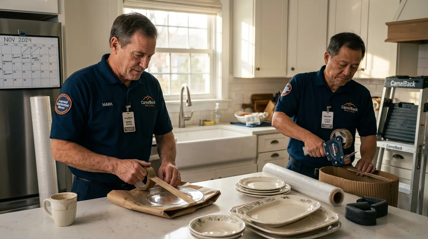 Professional crew packing kitchen dishware in Leola, PA